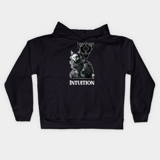 Magic Black Cat - White Outline Version - Intuition Quote Kids Hoodie